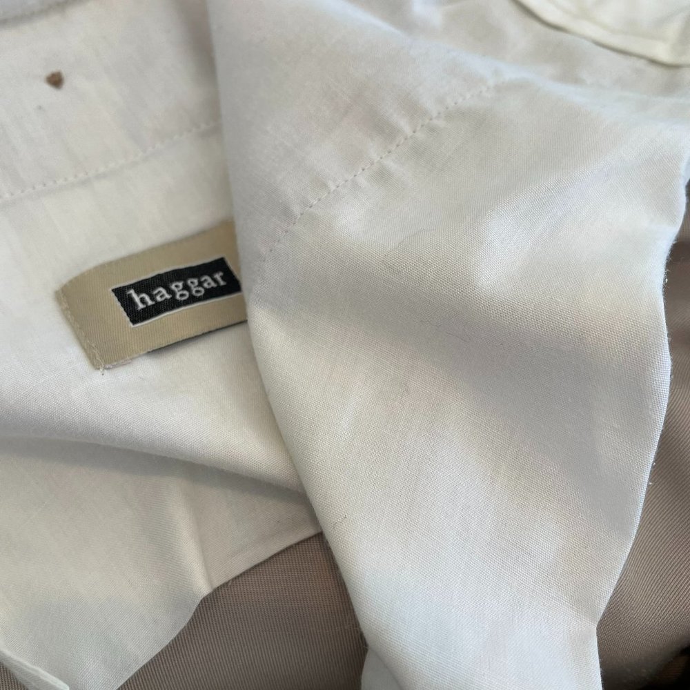 Haggar Pleat Front Hidden Expandable Waist Khaki Chino Shorts Tan Men's Size 36 - Picture 3 of 8
